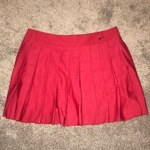 Red Nike Dry Fit Pleated Tennis Skort